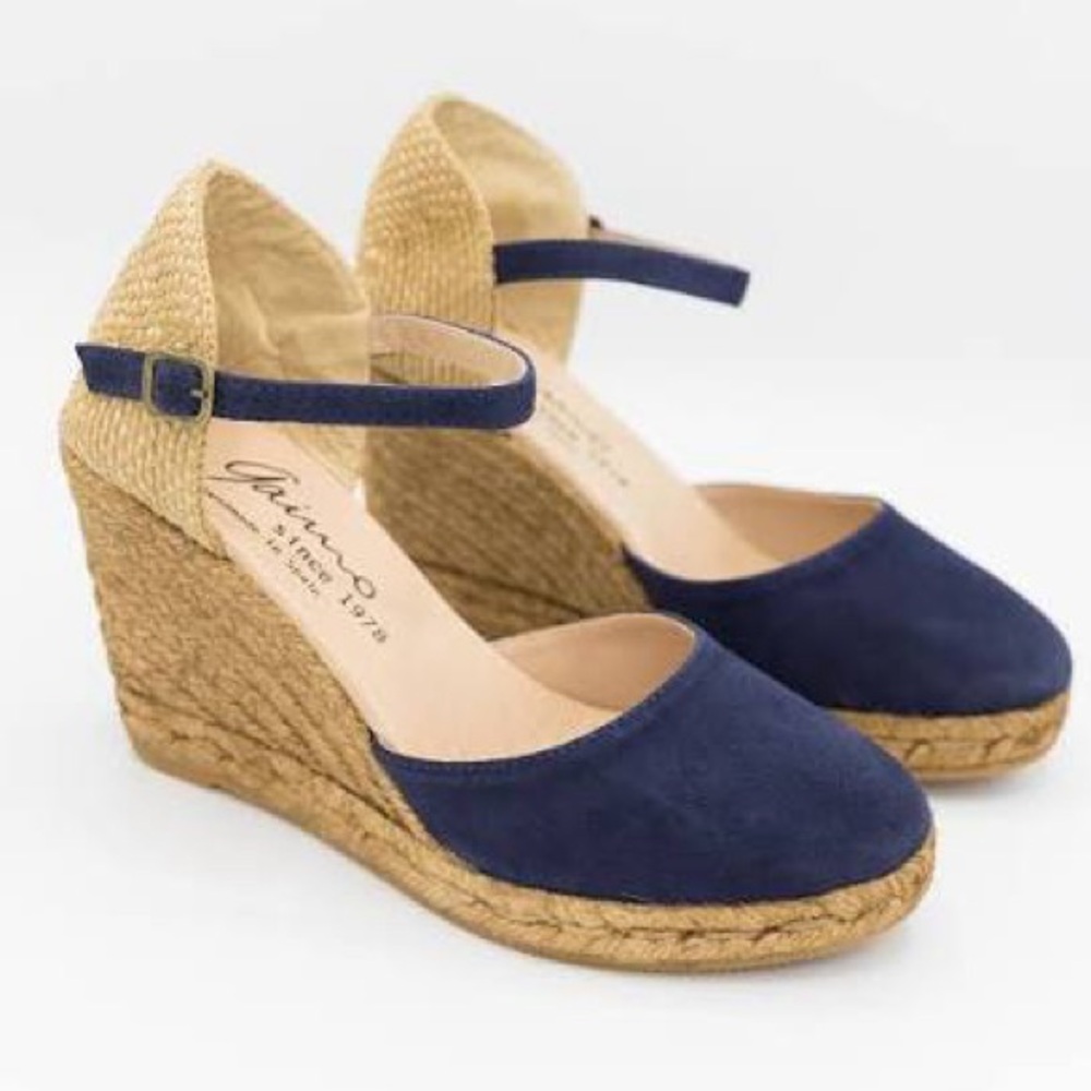 Women’s Gaimo Navy Suede Wedge Espadrille Sandals Size 40